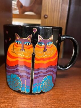 Laurel Burch "Rainbow Cats" ceramic mug Vintage